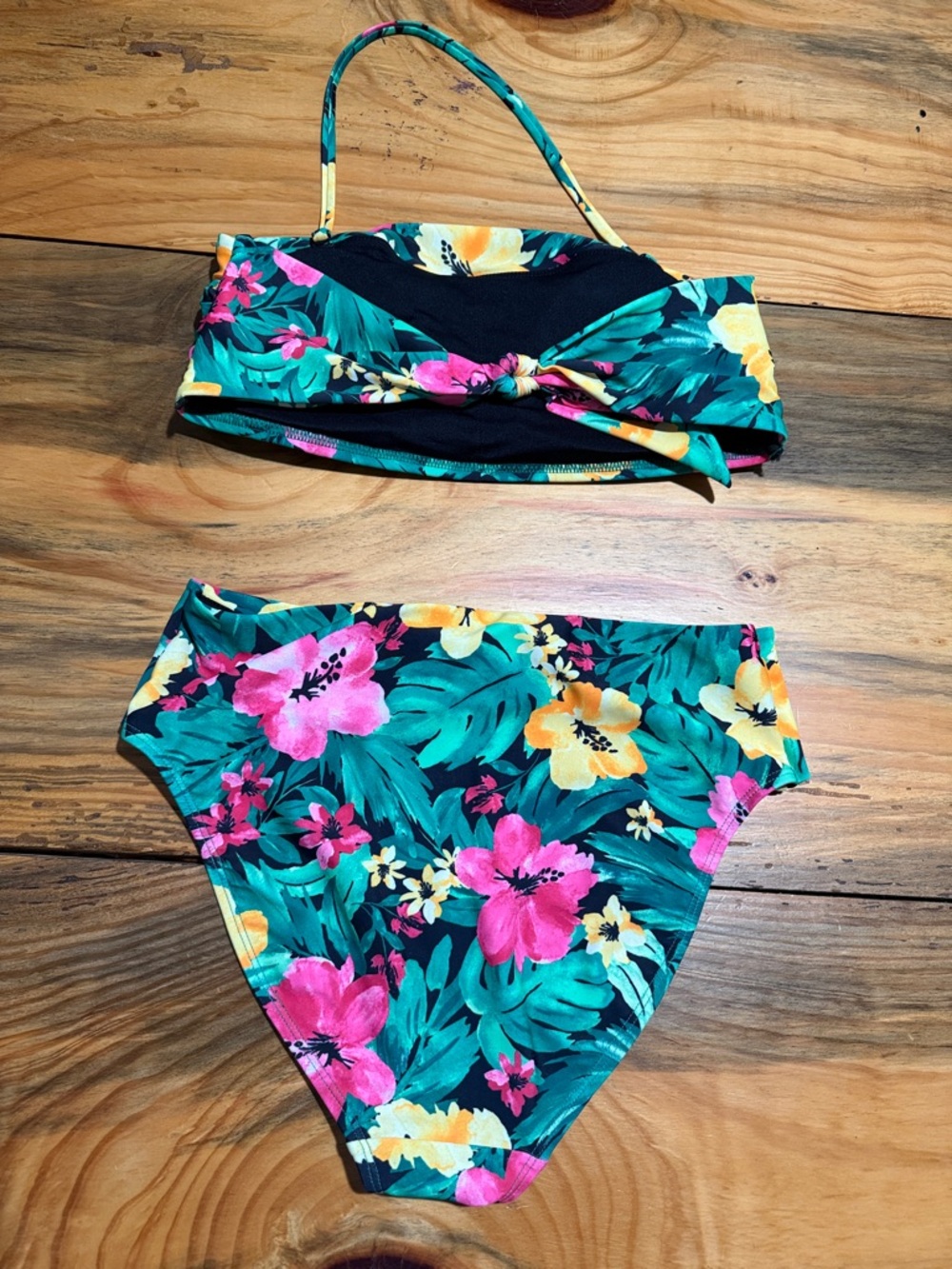 Old Navy Floral Bikini Set with Green, Pink and Yellow Flowers, Women’s - Picture 2 of 7